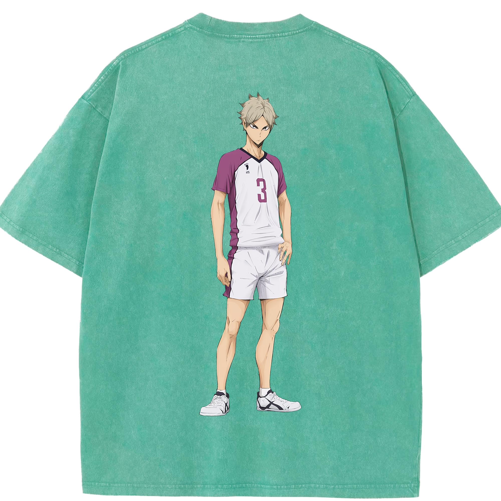 （画像用） ハイキュー!! Haikyu!! 綿100% ヴィンテージ風 半袖Tシャツ（背面プリント）